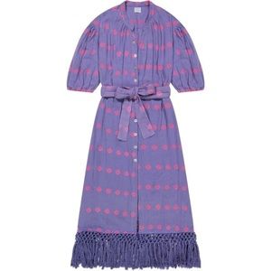 Mer St Barth NWT‎ size Large the Estelle Periwinkle fringed shirt dress